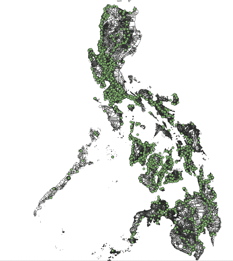 Barangays QGIS versus Cell Sites